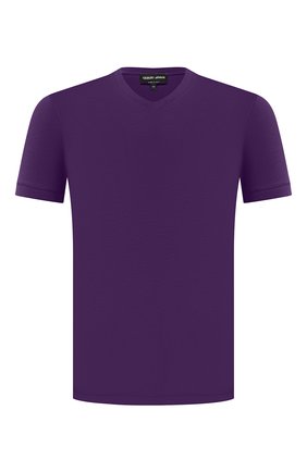 Мужская футболка из вискозы GIORGIO ARMANI фиолетового цвета, арт. 8NST53/SJP4Z | Фото 1 (Материал внешний: Вискоза; Стили: Кэжуэл; Длина (для топов): Стандартные; Мужское Кросс-КТ: Футболка-одежда; Принт: Без принта; Рукава: Короткие)