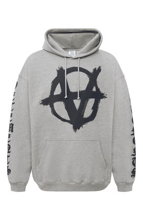Женский хлопковое худи VETEMENTS серого цвета по цене 69550 руб., арт. UE51TR650G 1601/M | Фото 1 Женский хлопковое худи VETEMENTS серого цвета, арт. UE51TR650G 1601/M | Фото 1