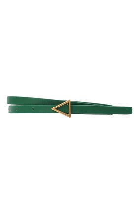Женский кожаный ремень triangle BOTTEGA VENETA зеленого цвета, арт. 619759/VMAU1 | Фото 1 (Региональные ограничения белый список (Axapta Mercury): RU; Материал: Натуральная кожа)