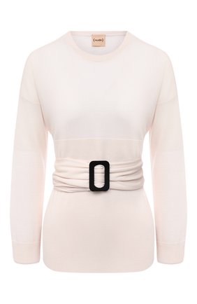Женский шерстяной пуловер NUDE белого цвета по цене 31200 руб., арт. 1101015/CREW NECK SWEATER | Фото 1 Женский шерстяной пуловер NUDE белого цвета, арт. 1101015/CREW NECK SWEATER | Фото 1