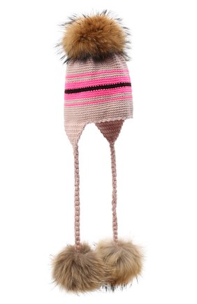 Детского шерстяная шапка CASILDA Y JIMENA розового цвета, арт. 775163249 | Фото 1 (Материал: Шерсть, Текстиль)