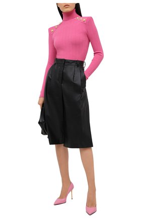 Женская водолазка из вискозы BALMAIN розового цвета по цене 95800 руб., арт. VF13251/K211 | Фото 2 Женская водолазка из вискозы BALMAIN розового цвета, арт. VF13251/K211 | Фото 2 (Женское Кросс-КТ: Водолазка-одежда; Стили: Гламурный; Длина (для топов): Стандартные; Рукава: Длинные; Материал внешний: Вискоза)