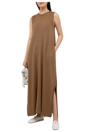 Женское шелковое платье LORO PIANA хаки цвета по цене 213000 руб., арт. FAL1035 | Фото 2 Женское шелковое платье LORO PIANA хаки цвета, арт. FAL1035 | Фото 2