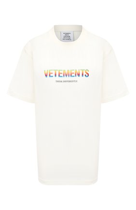 Женская хлопковая футболка VETEMENTS белого цвета по цене 32300 руб., арт. UE51TR620W 1611/W | Фото 1 Женская хлопковая футболка VETEMENTS белого цвета, арт. UE51TR620W 1611/W | Фото 1