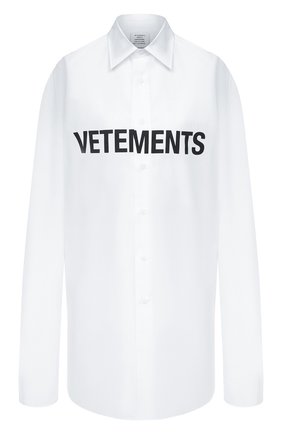 Женская хлопковая рубашка VETEMENTS белого цвета по цене 63350 руб., арт. UE51SH300W 1004/W | Фото 1 Женская хлопковая рубашка VETEMENTS белого цвета, арт. UE51SH300W 1004/W | Фото 1
