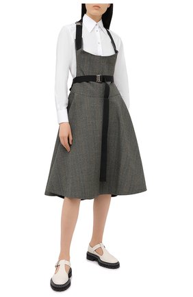 Женское шерстяное платье JUNYA WATANABE хаки цвета по цене 79950 руб., арт. JF-S007-051 | Фото 2 Женское шерстяное платье JUNYA WATANABE хаки цвета, арт. JF-S007-051 | Фото 2