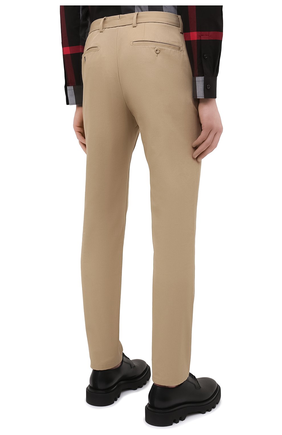 Мужские хлопковые брюки BURBERRY бежевого цвета, арт. 8018703 | Фото 4 (Длина (брюки, джинсы): Стандартные; Случай: Повседневный; Региональные ограничения белый список (Axapta Mercury): RU; Материал внешний: Хлопок; Стили: Кэжуэл)