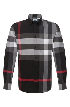 Мужская хлопковая рубашка BURBERRY серого цвета по цене 48650 руб., арт. 8023772 | Фото 1