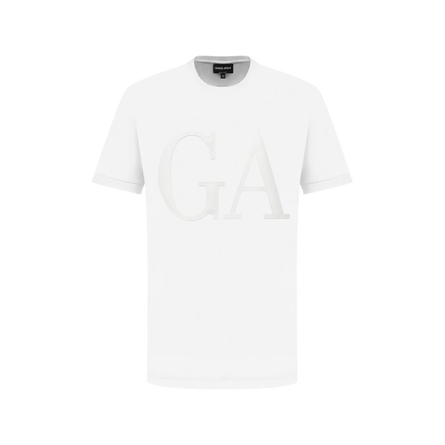 Хлопковая футболка  Giorgio Armani белого цвета
