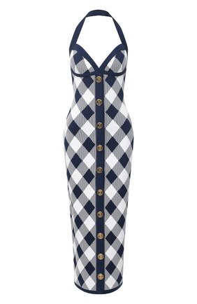 Женское платье из вискозы BALMAIN темно-синего цвета по цене 234000 руб., арт. VF16544/K214 | Фото 1 Женское платье из вискозы BALMAIN темно-синего цвета, арт. VF16544/K214 | Фото 1