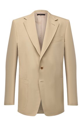 Мужской пиджак из хлопка и шелка TOM FORD бежевого цвета по цене 371500 руб., арт. Q74R29/15ER40 | Фото 1 Мужской пиджак из хлопка и шелка TOM FORD бежевого цвета, арт. Q74R29/15ER40 | Фото 1 (Рукава: Длинные; Случай: Формальный; Материал подклада: Шелк, Купро; 1-2-бортные: Однобортные; Материал внешний: Хлопок, Шелк; Длина (для топов): Стандартные; Пиджаки М: Прямой; Стили: Классический; Региональные ограничения белый список (Axapta Mercury): RU)