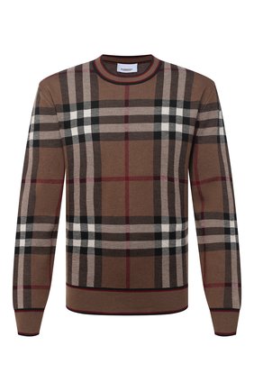 Мужской шерстяной джемпер BURBERRY коричневого цвета по цене 62700 руб., арт. 8036603 | Фото 1 Мужской шерстяной джемпер BURBERRY коричневого цвета, арт. 8036603 | Фото 1