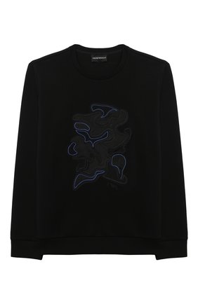 Детский хлопковый свитшот EMPORIO ARMANI черного цвета по цене 14800 руб., арт. 3K4MD9/1JHSZ | Фото 1 Детский хлопковый свитшот EMPORIO ARMANI черного цвета, арт. 3K4MD9/1JHSZ | Фото 1 (Рукава: Длинные; Материал внешний: Хлопок; Мальчики Кросс-КТ: Толстовка-одежда; Ростовка одежда: 10 - 11 лет | 140 - 146см, 13 - 15 лет | 158 см, 16 лет | 164 см, 7 лет | 122 см, 8 лет | 128 см)