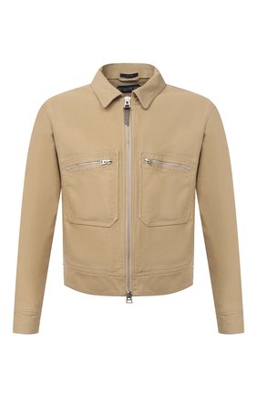 Мужская хлопковая куртка TOM FORD бежевого цвета, арт. BW028/TF0301 | Фото 1 (Материал внешний: Хлопок; Кросс-КТ: Ветровка, Куртка; Рукава: Длинные; Стили: Кэжуэл; Длина (верхняя одежда): Короткие; Региональные ограничения белый список (Axapta Mercury): RU)