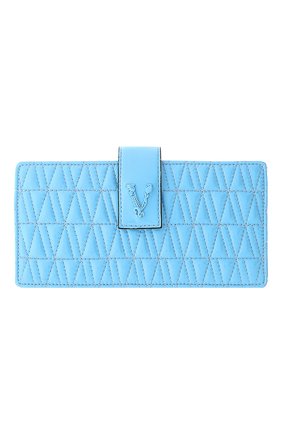 Женские кожаный кошелек VERSACE голубого цвета по цене 71900 руб., арт. DP8H975V/DNAPL2T | Фото 1 Женские кожаный кошелек VERSACE голубого цвета, арт. DP8H975V/DNAPL2T | Фото 1