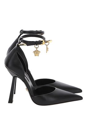 Женская кожаные туфли VERSACE черного цвета по цене 81850 руб., арт. DST569P/DVT2P | Фото 2 Женская кожаные туфли VERSACE черного цвета, арт. DST569P/DVT2P | Фото 2