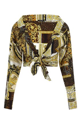 Женская шелковая блузка VERSACE золотого цвета по цене 95950 руб., арт. A88213/1F00456 | Фото 1 Женская шелковая блузка VERSACE золотого цвета, арт. A88213/1F00456 | Фото 1