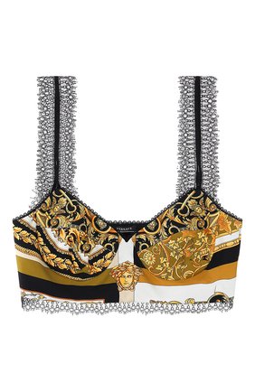 Женская шелковый топ-бюстье VERSACE золотого цвета по цене 65700 руб., арт. A78760/1F00385 | Фото 1 Женская шелковый топ-бюстье VERSACE золотого цвета, арт. A78760/1F00385 | Фото 1