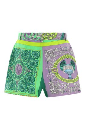 Женские шелковые шорты VERSACE разноцветного цвета по цене 64700 руб., арт. A85704/1F00385 | Фото 2 Женские шелковые шорты VERSACE разноцветного цвета, арт. A85704/1F00385 | Фото 2