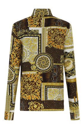 Женская шелковая рубашка VERSACE золотого цвета по цене 99850 руб., арт. A82662/1F00456 | Фото 2 Женская шелковая рубашка VERSACE золотого цвета, арт. A82662/1F00456 | Фото 2