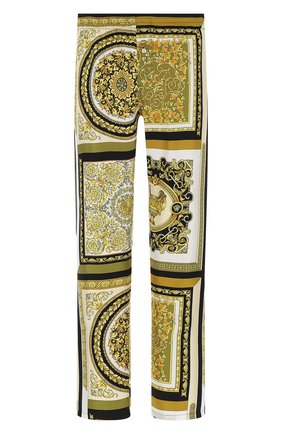 Женские шелковые брюки VERSACE золотого цвета по цене 89850 руб., арт. AUD05057/1F00508 | Фото 1 Женские шелковые брюки VERSACE золотого цвета, арт. AUD05057/1F00508 | Фото 1