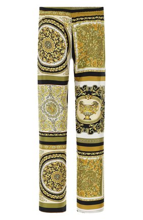 Женские шелковые брюки VERSACE золотого цвета по цене 89850 руб., арт. AUD05057/1F00508 | Фото 2 Женские шелковые брюки VERSACE золотого цвета, арт. AUD05057/1F00508 | Фото 2