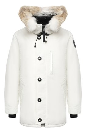 Мужская пуховая парка chateau с меховой отделкой CANADA GOOSE белого цвета по цене 115500 руб., арт. 3426MB | Фото 1 Мужская пуховая парка chateau с меховой отделкой CANADA GOOSE белого цвета, арт. 3426MB | Фото 1 (Мужское Кросс-КТ: пуховик-короткий; Стили: Спорт-шик; Рукава: Длинные; Материал внешний: Синтетический материал; Кросс-КТ: Куртка; Материал подклада: Синтетический материал; Материал утеплителя: Пух и перо; Длина (верхняя одежда): До середины бедра)