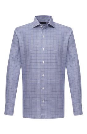 Мужская хлопковая сорочка TOM FORD синего цвета по цене 57250 руб., арт. 9FT153/94S3AX | Фото 1 Мужская хлопковая сорочка TOM FORD синего цвета, арт. 9FT153/94S3AX | Фото 1 (Материал внешний: Хлопок; Манжеты: На пуговицах; Принт: Клетка; Стили: Классический; Рукава: Длинные; Мужское Кросс-КТ: Сорочка-одежда; Рубашки М: Slim Fit; Длина (для топов): Стандартные; Случай: Формальный; Воротник: Акула; Региональные ограничения белый список (Axapta Mercury): RU)