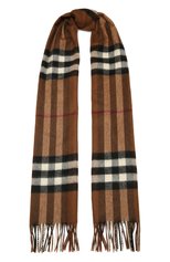 Женский кашемировый шарф BURBERRY коричневого цвета, арт. 8037147 | Фото 1 (Материал: Текстиль, Кашемир, Шерсть; Принт: С принтом)