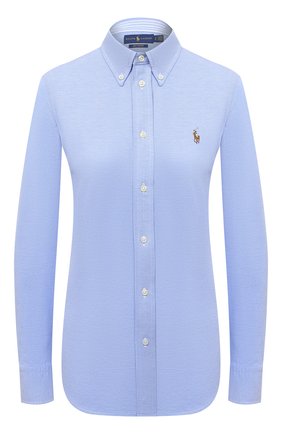 Женская хлопковая рубашка POLO RALPH LAUREN голубого цвета по цене 12550 руб., арт. 211664427 | Фото 1 Женская хлопковая рубашка POLO RALPH LAUREN голубого цвета, арт. 211664427 | Фото 1