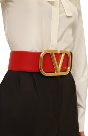 Женский кожаный ремень valentino garavani VALENTINO бордового цвета по цене 59950 руб., арт. VW2T0S10/ZFR | Фото 2 Женский кожаный ремень valentino garavani VALENTINO бордового цвета, арт. VW2T0S10/ZFR | Фото 2