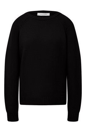 Женский кашемировый свитер VALENTINO черного цвета, арт. VB3KCB80652 | Фото 1 (Рукава: Длинные; Длина (для топов): Стандартные; Материал внешний: Шерсть, Кашемир; Женское Кросс-КТ: Свитер-одежда; Стили: Классический; Региональные ограничения белый список (Axapta Mercury): RU)