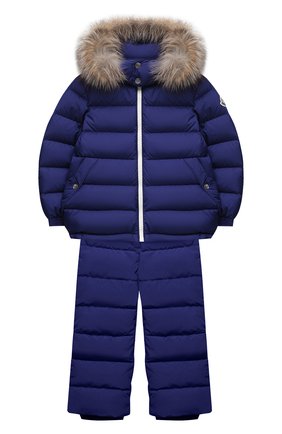 Детский комплект из куртки и комбинезона MONCLER синего цвета по цене 100000 руб., арт. F2-954-1F500-22-68352/12-14A | Фото 1 Детский комплект из куртки и комбинезона MONCLER синего цвета, арт. F2-954-1F500-22-68352/12-14A | Фото 1
