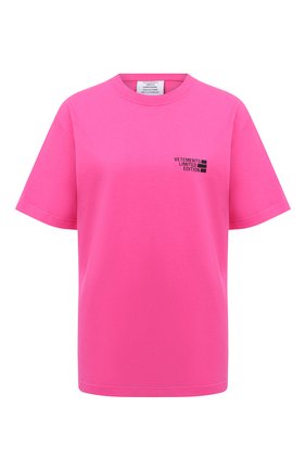 Женская хлопковая футболка VETEMENTS фуксия цвета по цене 27300 руб., арт. UE51TR720P 1611/W | Фото 1 Женская хлопковая футболка VETEMENTS фуксия цвета, арт. UE51TR720P 1611/W | Фото 1