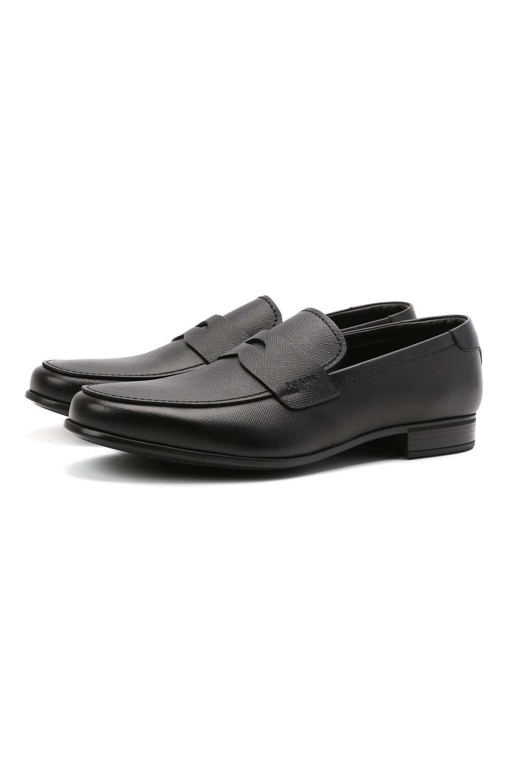 Мужские кожаные пенни-лоферы PRADA черного цвета, арт. 2DC213-053-F0002-G000 | Фото 1 (Материал внешний: Кожа; Мужское Кросс-КТ: Лоферы-обувь; Стили: Классический)