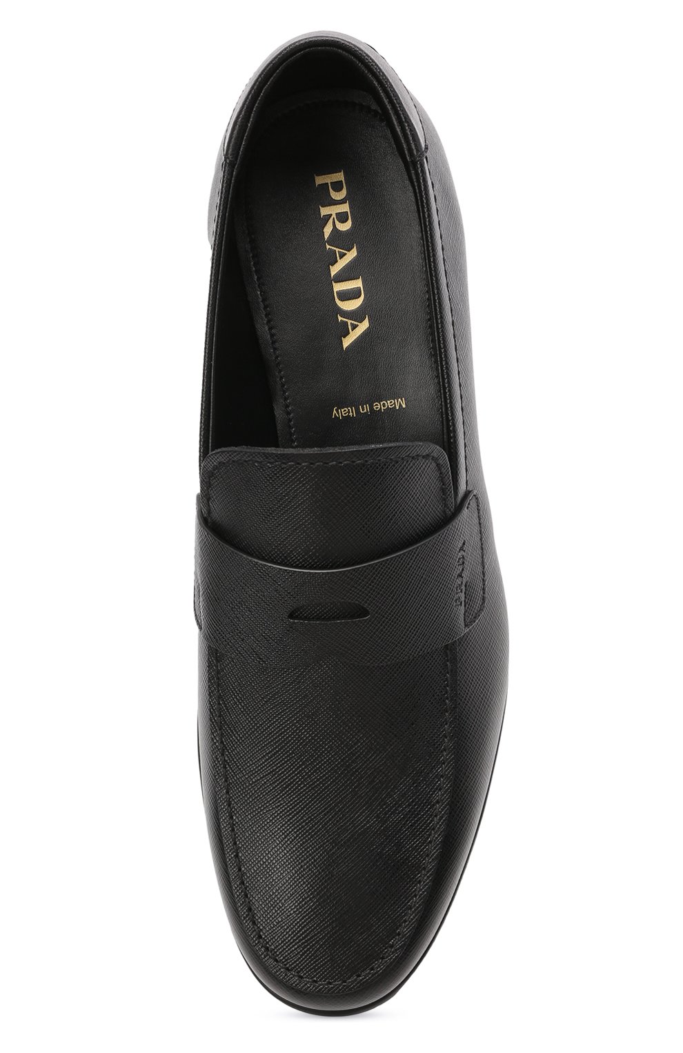 Мужские кожаные пенни-лоферы PRADA черного цвета, арт. 2DC213-053-F0002-G000 | Фото 5 (Материал внешний: Кожа; Мужское Кросс-КТ: Лоферы-обувь; Стили: Классический)