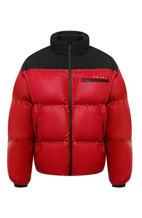 Мужская пуховая куртка PRADA красного цвета, арт. SGX257-1T2Y-F0927-202 | Фото 1 (Материал внешний: Синтетический материал; Кросс-КТ: Куртка; Мужское Кросс-КТ: пуховик-короткий; Рукава: Длинные; Длина (верхняя одежда): Короткие; Стили: Минимализм)