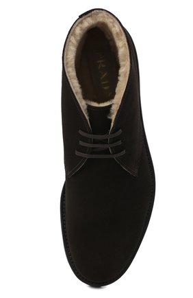 Мужские замшевые ботинки PRADA коричневого цвета, арт. 2TF031-3D8E-F0003-A000 | Фото 5 (Материал внешний: Кожа, Замша; Материал утеплителя: Натуральный мех; Мужское Кросс-КТ: Ботинки-обувь, Дезерты-обувь, зимние ботинки; Подошва: Плоская)