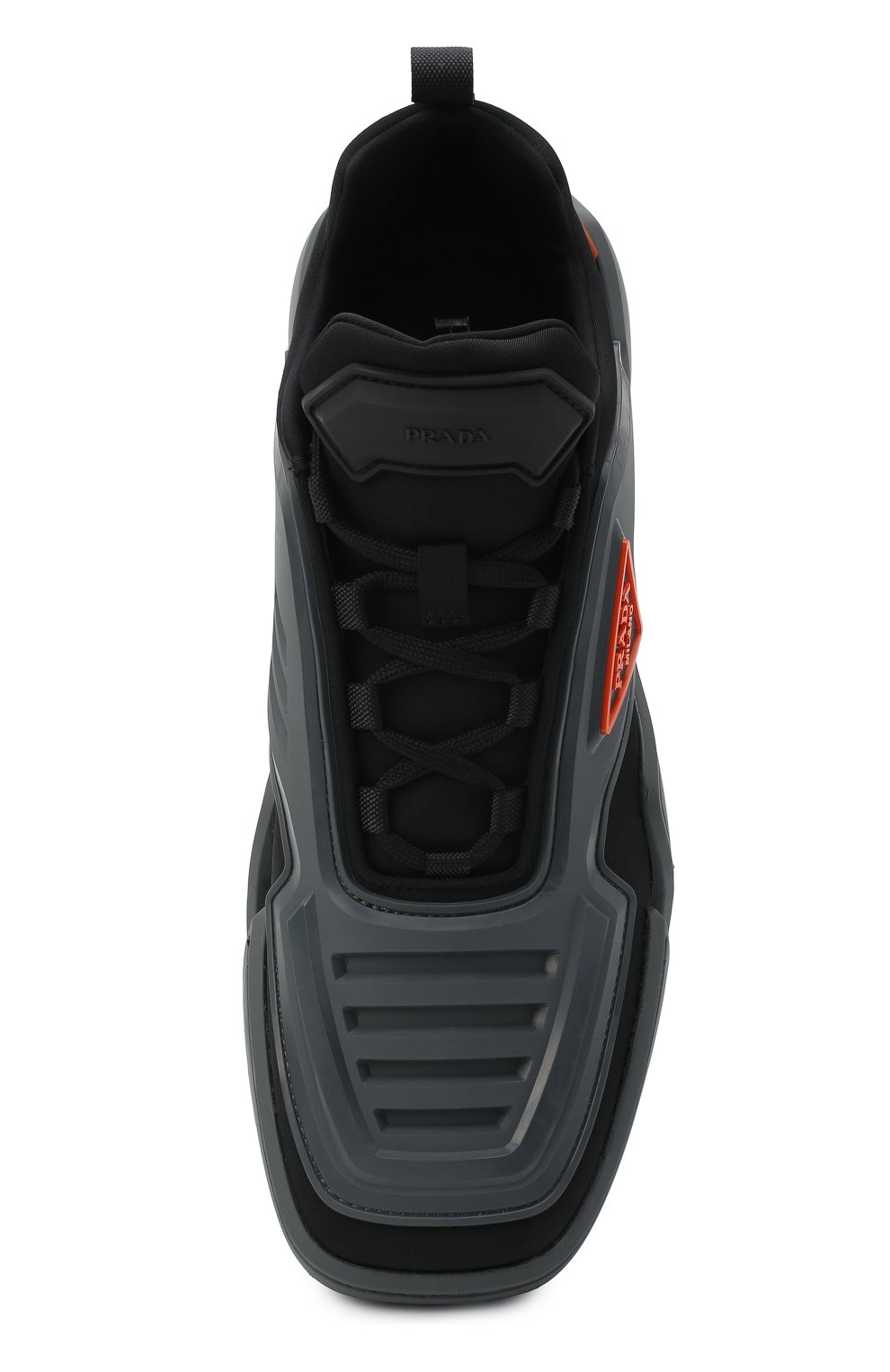 Мужские кроссовки tecno stretch PRADA серого цвета, арт. 2EG314-3LCW-F0MSK | Фото 5 (Материал внешний: Текстиль; Стили: Классический; Материал утеплителя: Без утеплителя; Подошва: Массивная)