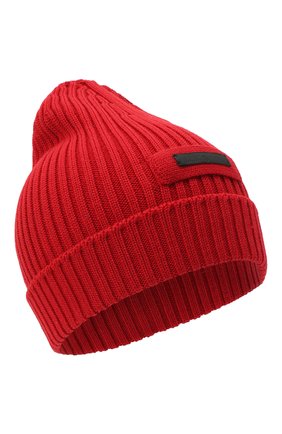 Мужская шерстяная шапка PRADA красного цвета, арт. UMD429-U97-F0011-192 | Фото 1 (Кросс-КТ: Трикотаж; Материал: Шерсть, Текстиль)
