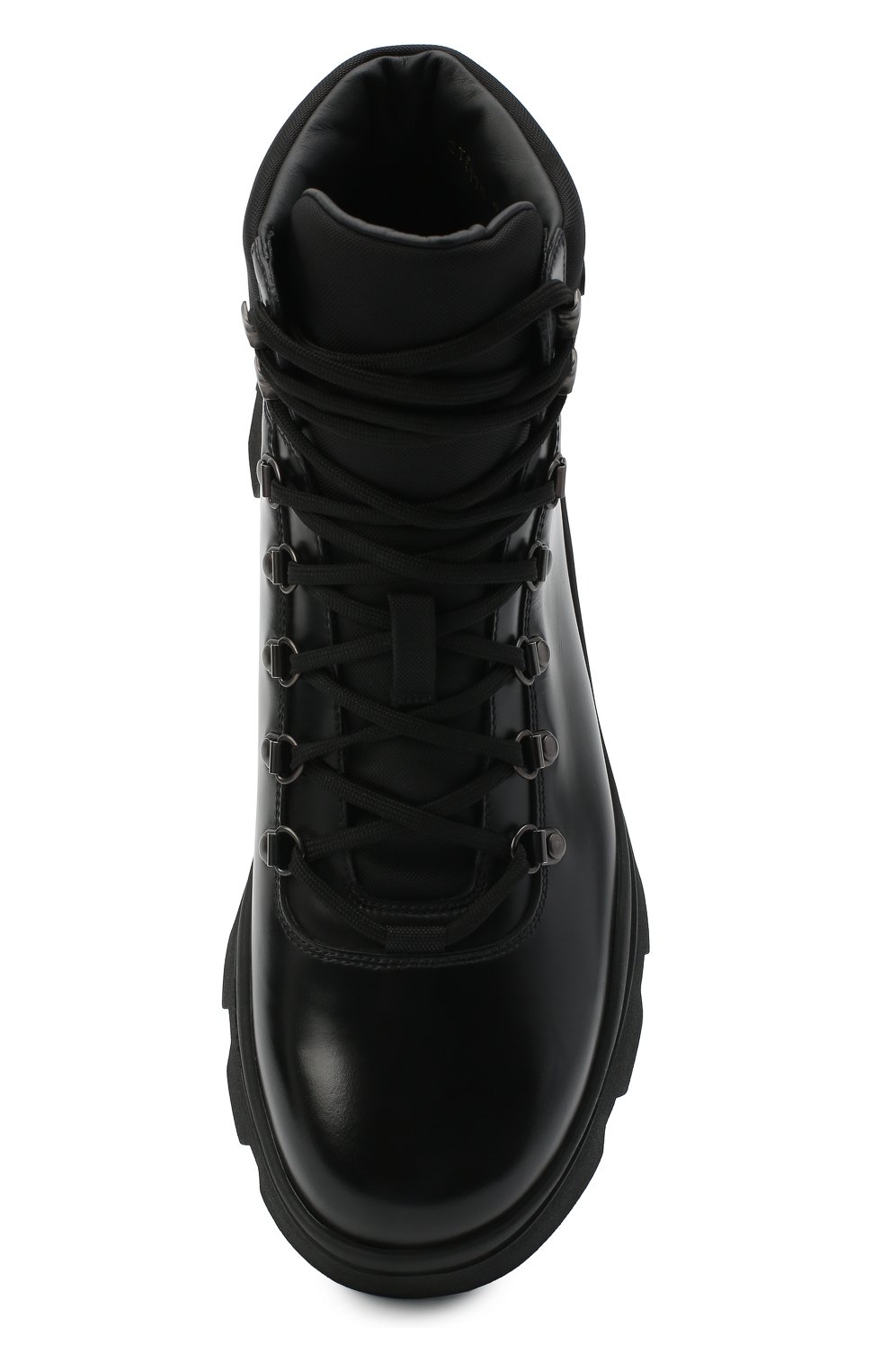 Мужские кожаные ботинки PRADA черного цвета, арт. 2TE170-3KZP-F0002-G000 | Фото 5 (Материал внешний: Кожа; Мужское Кросс-КТ: Хайкеры-обувь, Ботинки-обувь; Материал утеплителя: Без утеплителя; Подошва: Массивная)