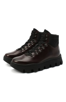 Мужские кожаные ботинки PRADA коричневого цвета по цене 85000 руб., арт. 2TE170-3LDP-F0882-G000 | Фото 1 Мужские кожаные ботинки PRADA коричневого цвета, арт. 2TE170-3LDP-F0882-G000 | Фото 1