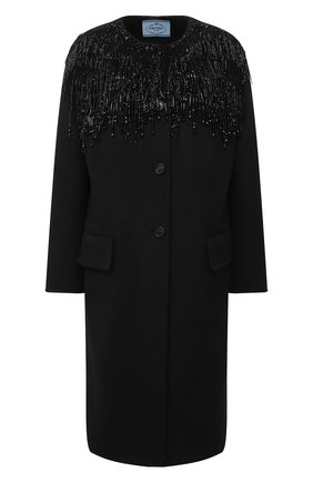Женское шерстяное пальто PRADA черного цвета по цене 520000 руб., арт. P670NR-1X8G-F0806-202 | Фото 1 Женское шерстяное пальто PRADA черного цвета, арт. P670NR-1X8G-F0806-202 | Фото 1