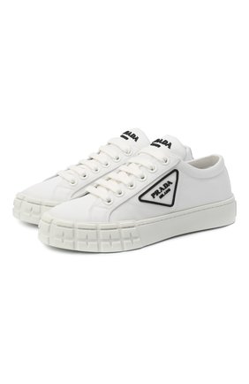 Женские текстильные кеды wheel PRADA белого цвета по цене 62000 руб., арт. 1E497M-1YFL-F0009-035 | Фото 1 Женские текстильные кеды wheel PRADA белого цвета, арт. 1E497M-1YFL-F0009-035 | Фото 1
