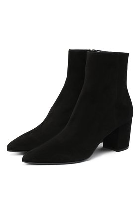 Женские замшевые ботильоны PRADA черного цвета по цене 73000 руб., арт. 1T296M-008-F0002-065 | Фото 1 Женские замшевые ботильоны PRADA черного цвета, арт. 1T296M-008-F0002-065 | Фото 1