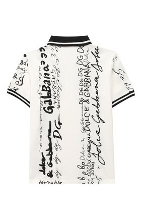 Детское хлопковое поло DOLCE & GABBANA черно-белого цвета по цене 19950 руб., арт. L4JT8V/G7XBA/8-14 | Фото 2 Детское хлопковое поло DOLCE & GABBANA черно-белого цвета, арт. L4JT8V/G7XBA/8-14 | Фото 2