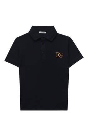 Детское хлопковое поло DOLCE & GABBANA темно-синего цвета по цене 15100 руб., арт. L4JTCE/G7XJU/8-14 | Фото 1 Детское хлопковое поло DOLCE & GABBANA темно-синего цвета, арт. L4JTCE/G7XJU/8-14 | Фото 1
