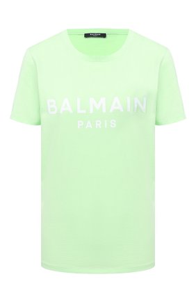 Женская хлопковая футболка BALMAIN светло-зеленого цвета по цене 26800 руб., арт. VF11350/B019 | Фото 1 Женская хлопковая футболка BALMAIN светло-зеленого цвета, арт. VF11350/B019 | Фото 1
