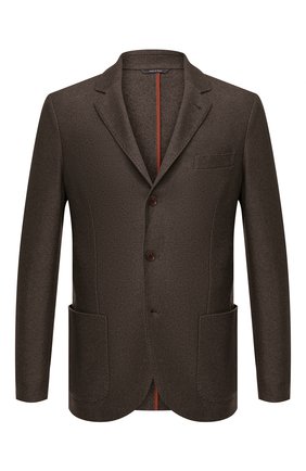 Мужской пиджак из шелка и кашемира LORO PIANA коричневого цвета по цене 299500 руб., арт. FAI2572 | Фото 1 Мужской пиджак из шелка и кашемира LORO PIANA коричневого цвета, арт. FAI2572 | Фото 1 (Материал внешний: Шелк, Шерсть, Кашемир; Длина (для топов): Стандартные; Случай: Повседневный; Пиджаки М: Прямой; Стили: Кэжуэл; Рукава: Длинные; 1-2-бортные: Однобортные)