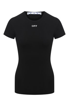 Женская хлопковая футболка OFF-WHITE черного цвета по цене 23350 руб., арт. 0WAA065R21JER001 | Фото 1 Женская хлопковая футболка OFF-WHITE черного цвета, арт. 0WAA065R21JER001 | Фото 1